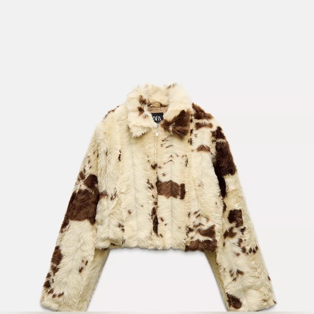 Zara Cream and Brown Teddy Jacket